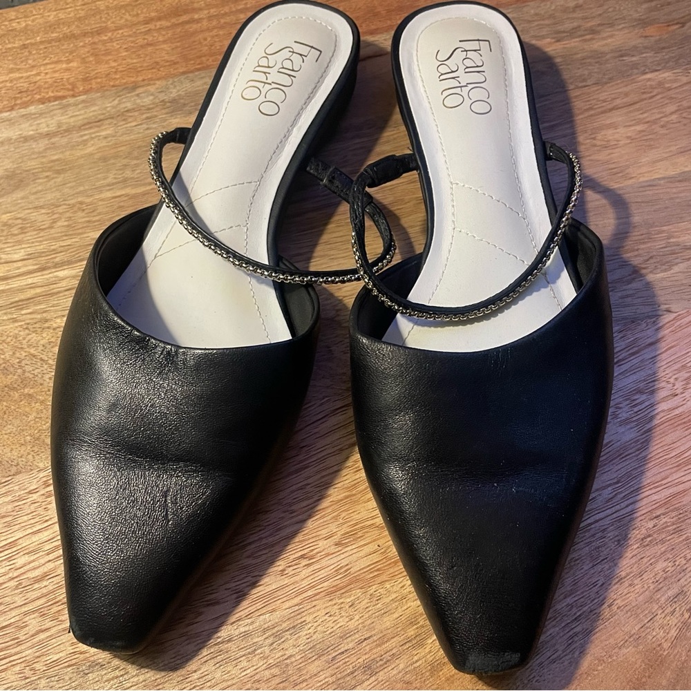 Mules - Low, Franco Sarto, Leather, Black, 8.5 women